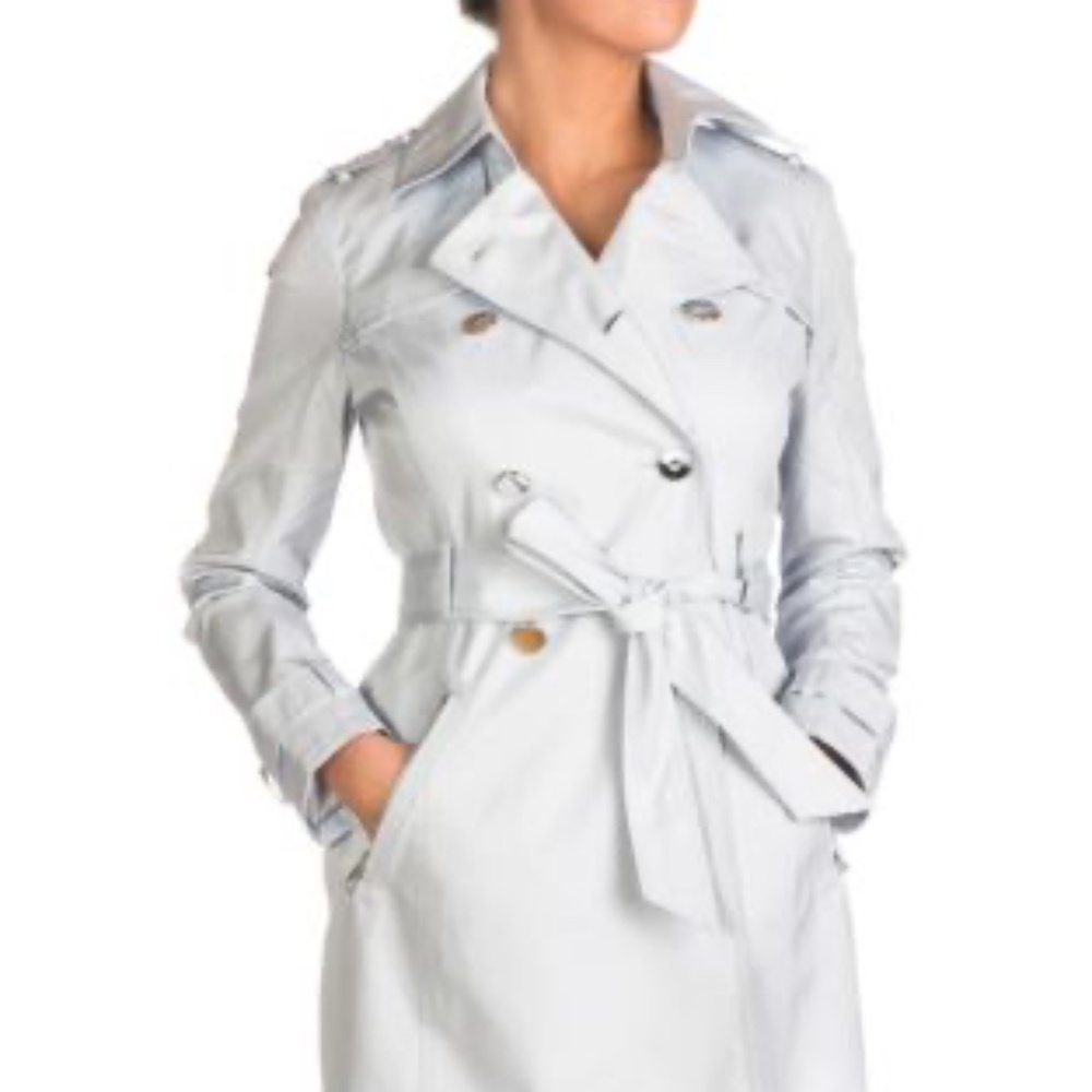 Guess Double Breasted Trenchcoat - Blue / Silver in XS